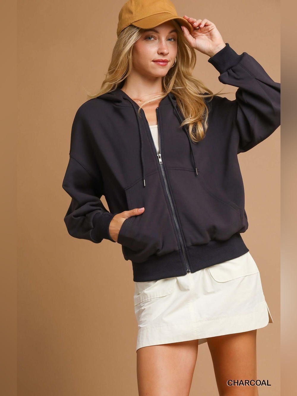Umgee Zip-Up Fleece Hooded Jacket
